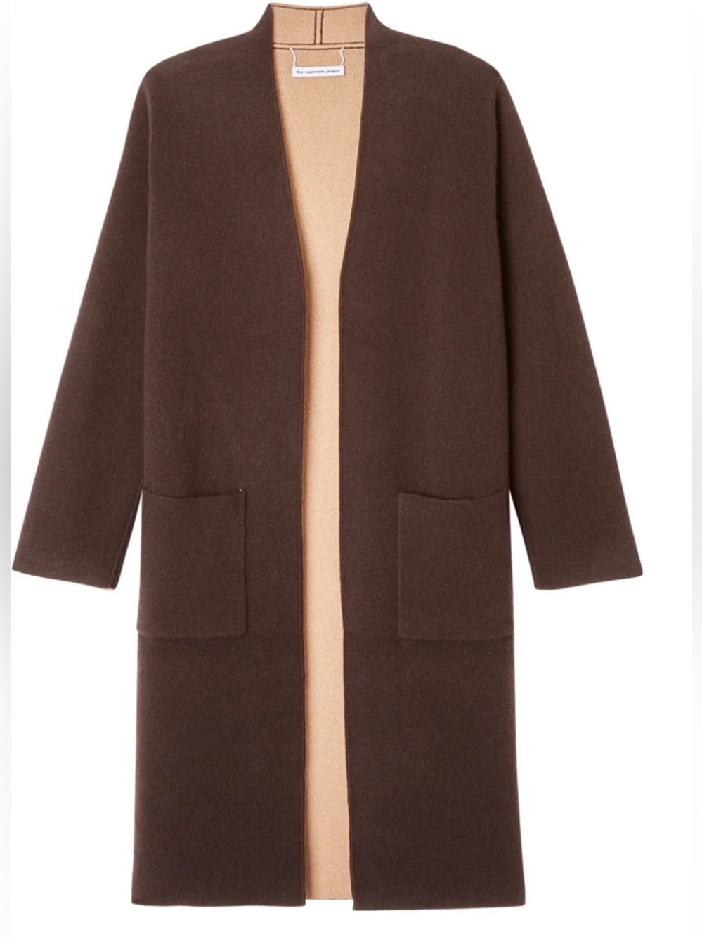 The Cashmere Project Reversible Double Knit Cashmere Duster espresso brown NWT